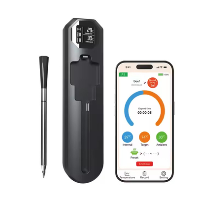 Good price Wasserdichtes, schnell aufladendes BBQ-Thermometer, drahtloses, digitales Fleischthermometer zum Kochen mit APP-Alarm Online