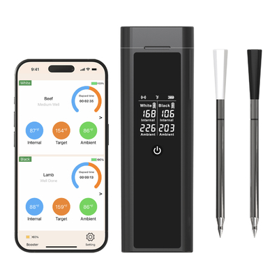 Good price IP67 wasserdichtes Smart-Wireless-Fleischthermometer mit Telefon-APP-Steuerung Dual-Sonde-Thermometer mit LCD-Bildschirm Online