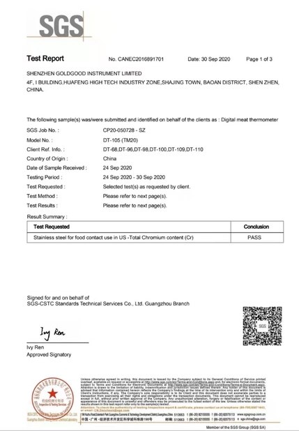China Shenzhen Goldgood Instrument Limited zertifizierungen